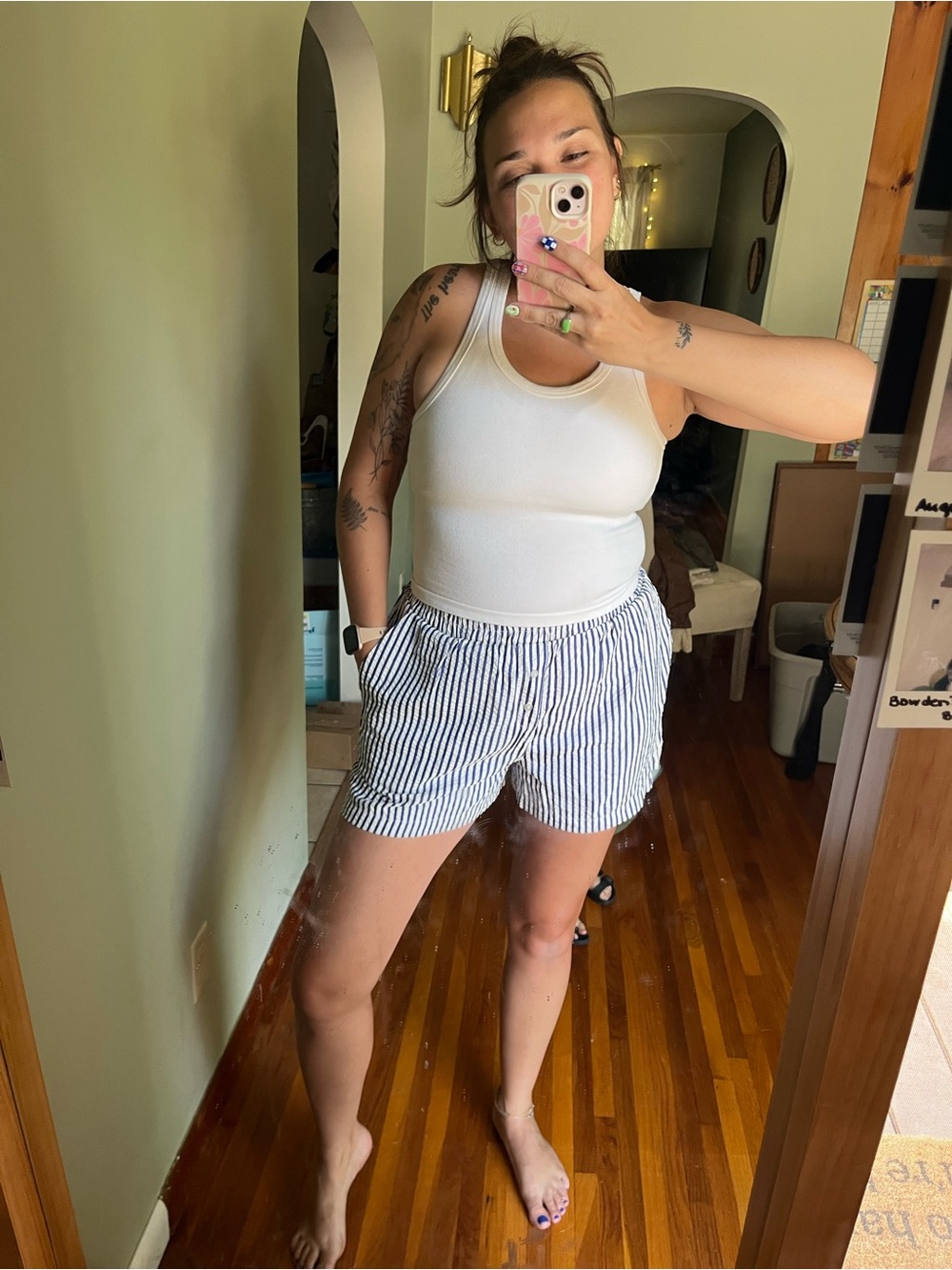 Sincerely Jules Blue & White Striped Elastic-Waist Boxer short set - Picture 9 of 9